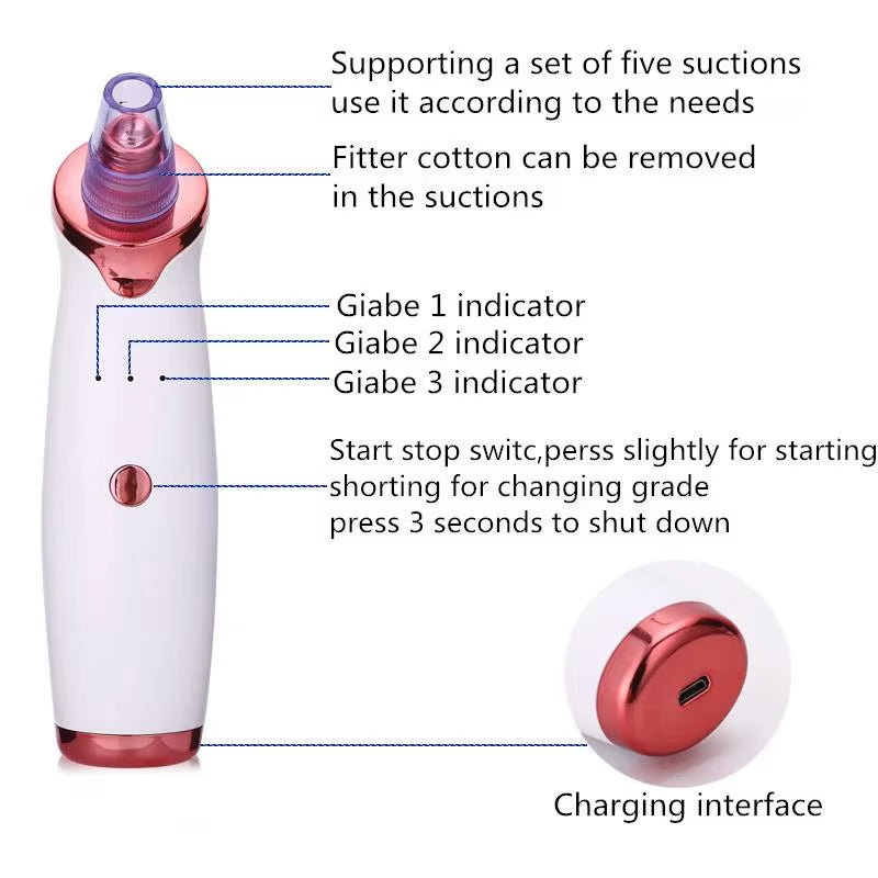Blackhead Remover Pore Vacuum Upgraded Facial Pore Cleaner Electric Acne Whitehead Black Spots Extractor Tool for Women & Men